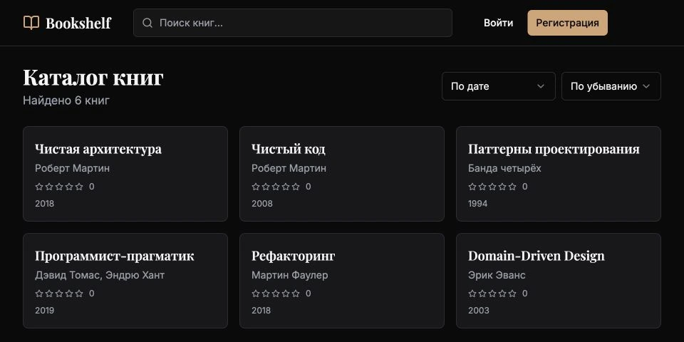 Каталог Bookshelf с книгами и авторами. Готовый интерфейс из курса.